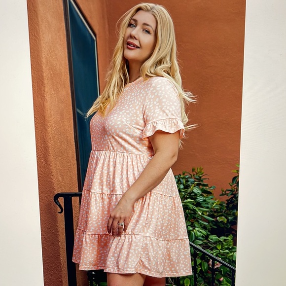 Pink White Flowy Babydoll Mini Dress Plus Size 2X - Picture 3 of 5